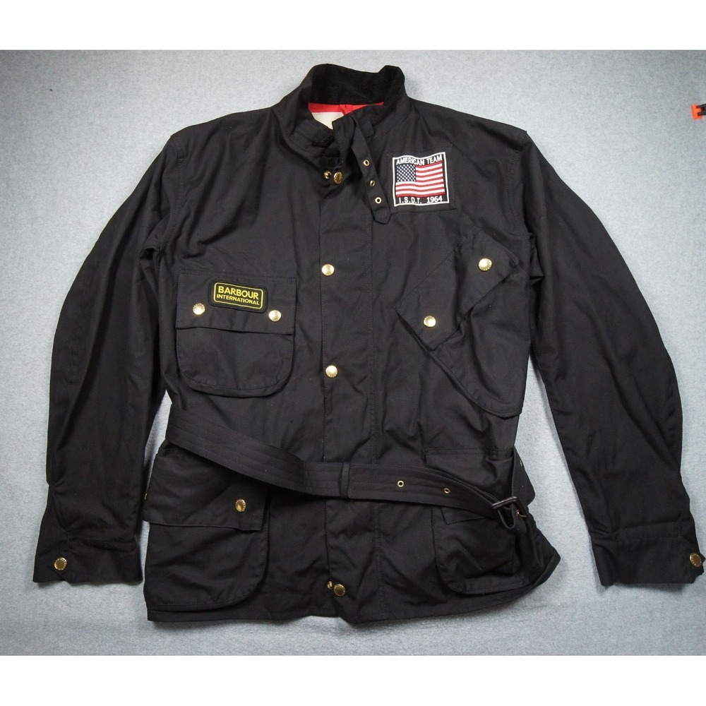 Barbour Jacket Mens 50 Black International Steve McQueen American Team Waxed